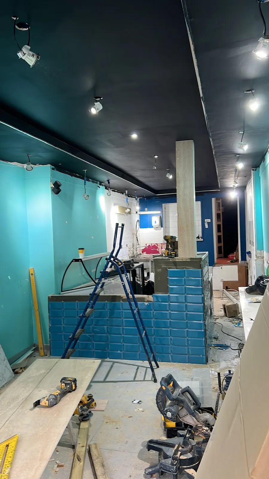 Counter tiling installation underway, Brentwood
